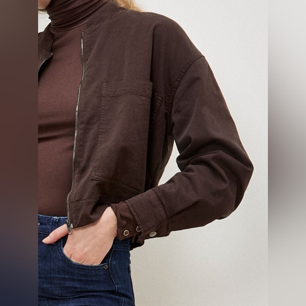 Soft Twill Stand Collar Jacket - Picture 14 of 14